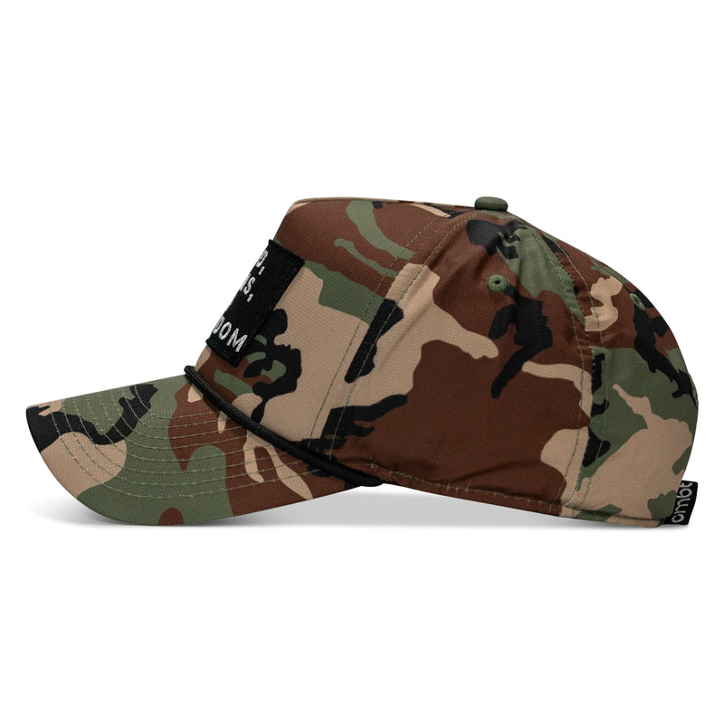 Load image into Gallery viewer, God, Guns, And Freedom Patch Weekender Snapback Hat
