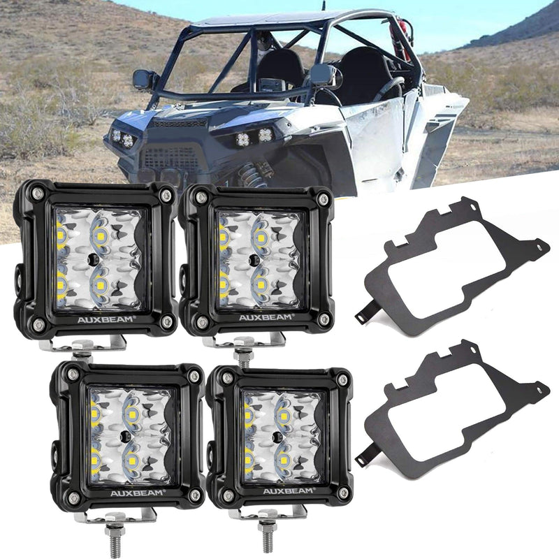 Load image into Gallery viewer, 3 Inch LED Pods Light Spot/Flood Beam with Wiring Harness &amp; LED Pod Lights Mounting Brackets Combo for 2014-2021 Polaris RZR 900 1000 ＆ TURBO RI
