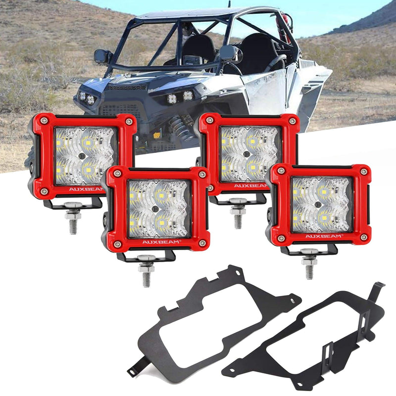 Load image into Gallery viewer, 3 Inch LED Pods Light Spot/Flood Beam with Wiring Harness &amp; LED Pod Lights Mounting Brackets Combo for 2014-2021 Polaris RZR 900 1000 ＆ TURBO RI
