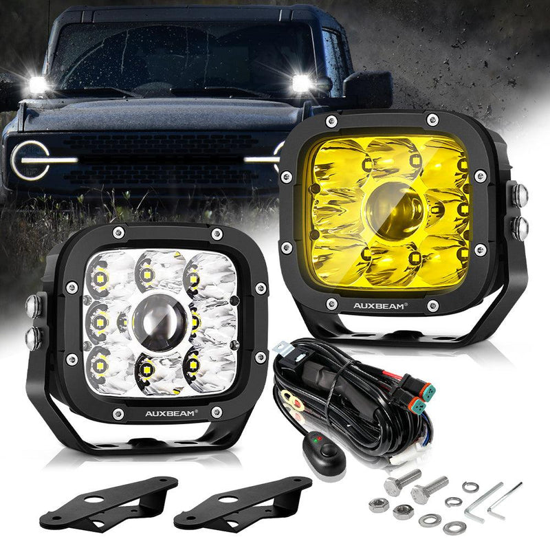 Load image into Gallery viewer, 5 Inch 110W White/Amber LED Driving Lights Pods Light with A-Pillar Mounting Bracket For Ford Bronco 2/4 Door 2021 2022
