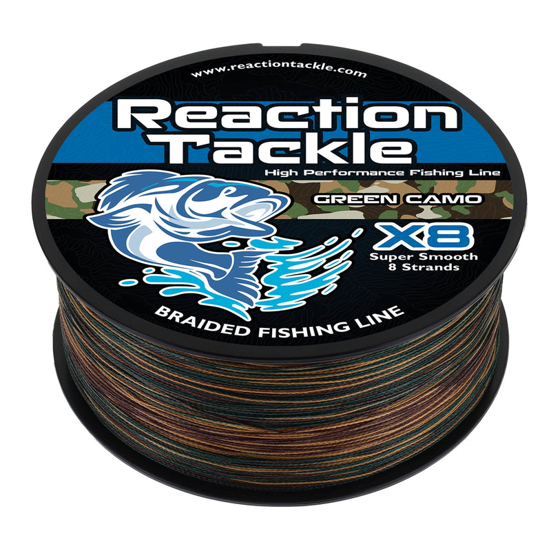 Load image into Gallery viewer, Reaction Tackle X8 Braided Fishing Line - Green Camo 8 Strand
