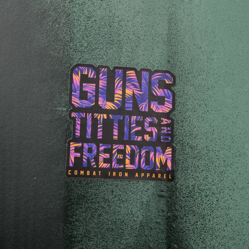 Load image into Gallery viewer, Guns, Titties and Freedom Floral Decal
