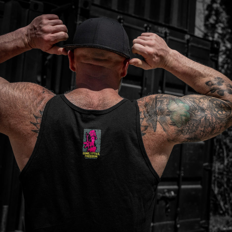 Load image into Gallery viewer, Guns, Titties, Freedom: Tactical Temptation Men's Tank
