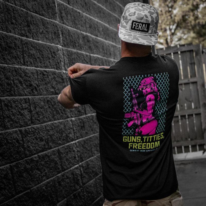 Load image into Gallery viewer, Guns, Titties, Freedom: Tactical Temptation Men's T-Shirt

