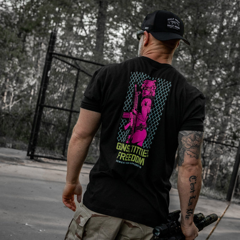 Load image into Gallery viewer, Guns, Titties, Freedom: Tactical Temptation Men's T-Shirt
