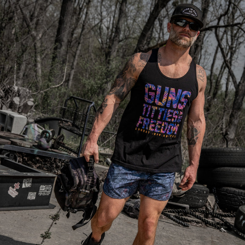 Load image into Gallery viewer, Guns, Titties, Freedom Men's Tank
