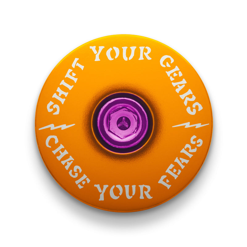 Load image into Gallery viewer, Chase Your Fears Go Fast Don't Die x Dispatch - Custom Bicycle Headset Cap
