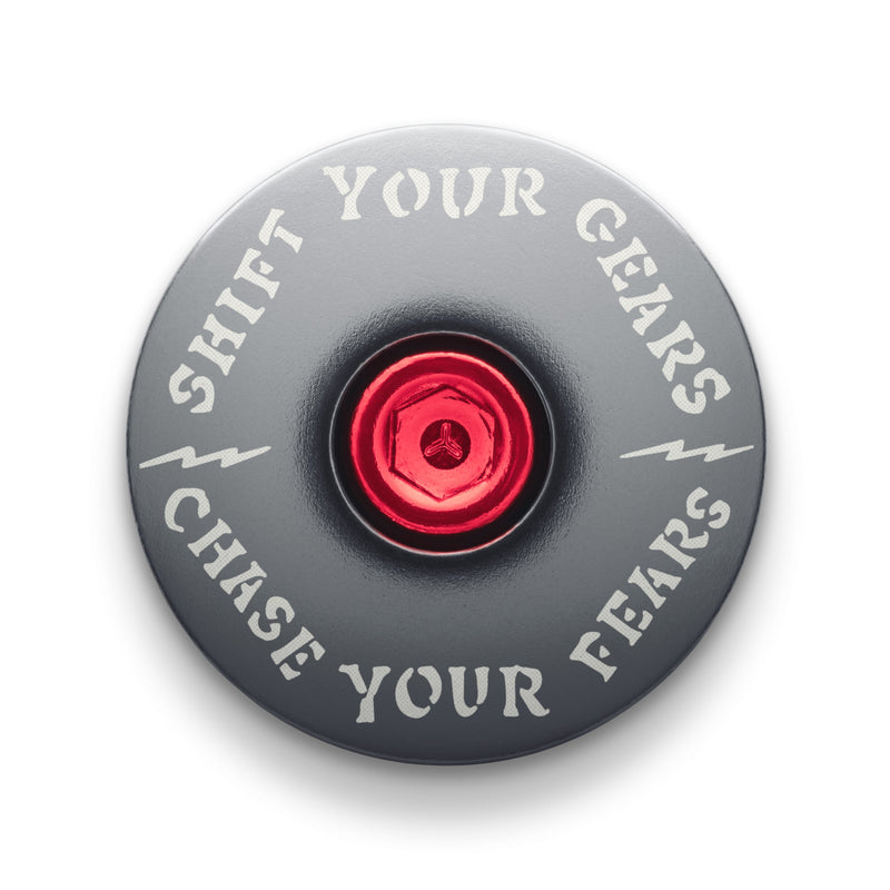 Load image into Gallery viewer, Chase Your Fears Go Fast Don't Die x Dispatch - Custom Bicycle Headset Cap
