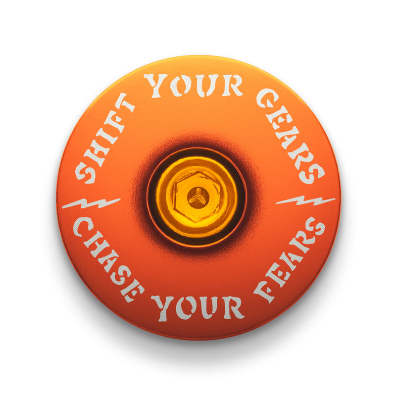 Load image into Gallery viewer, Chase Your Fears Go Fast Don't Die x Dispatch - Custom Bicycle Headset Cap
