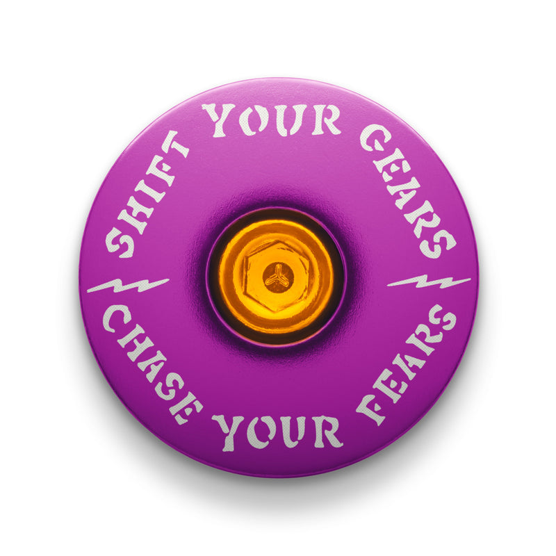 Load image into Gallery viewer, Chase Your Fears Go Fast Don't Die x Dispatch - Custom Bicycle Headset Cap
