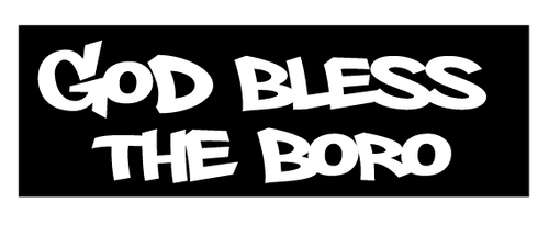 GOD BLESS THE BORO HELMET DECAL