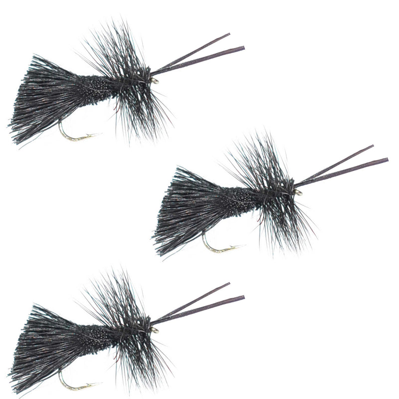 Load image into Gallery viewer, 3 Pack Goddard Caddis Black Dry Fly - Hook Size 12
