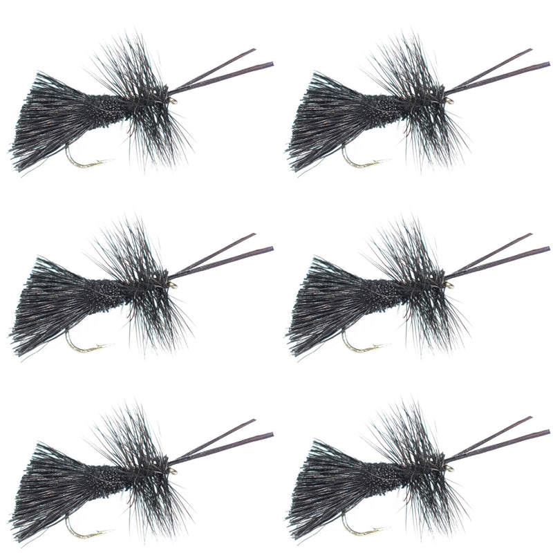 Load image into Gallery viewer, Goddard Caddis Black Dry Fly - 6 Flies Hook Size 12
