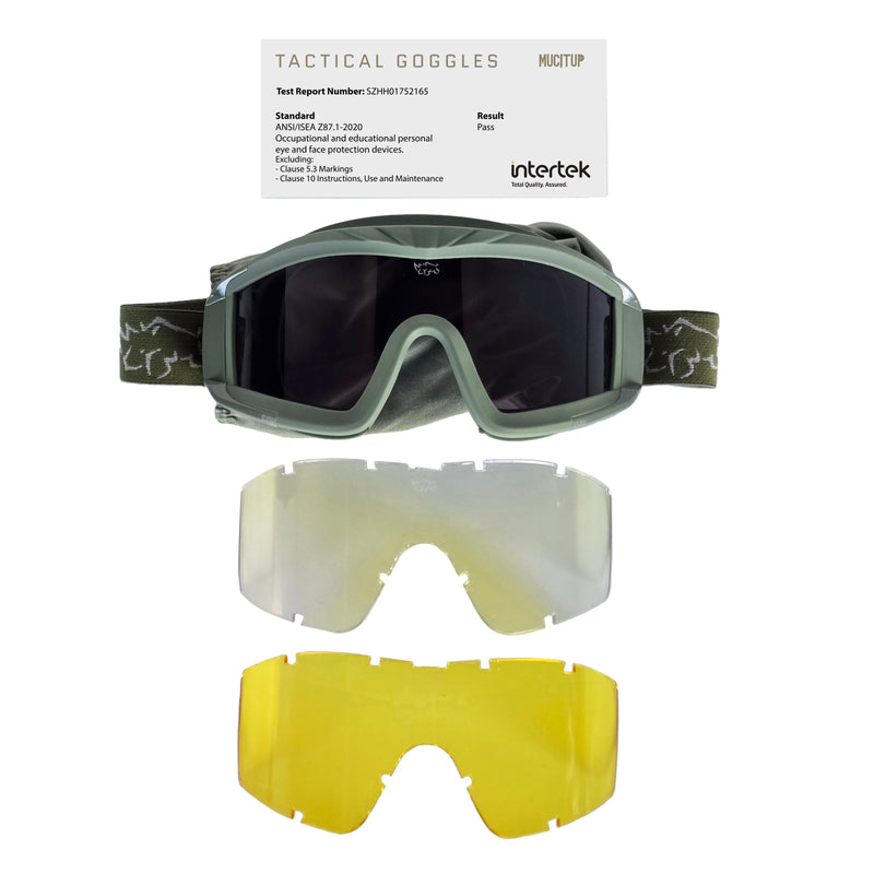 Load image into Gallery viewer, MUCITUP MUCTAC Pro Tactical Goggles ANSI Z87.1 Ballistic 3 Lens Kit
