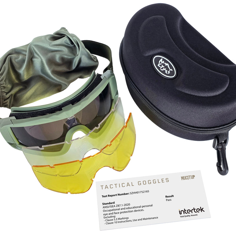 Load image into Gallery viewer, MUCITUP MUCTAC Pro Tactical Goggles ANSI Z87.1 Ballistic 3 Lens Kit
