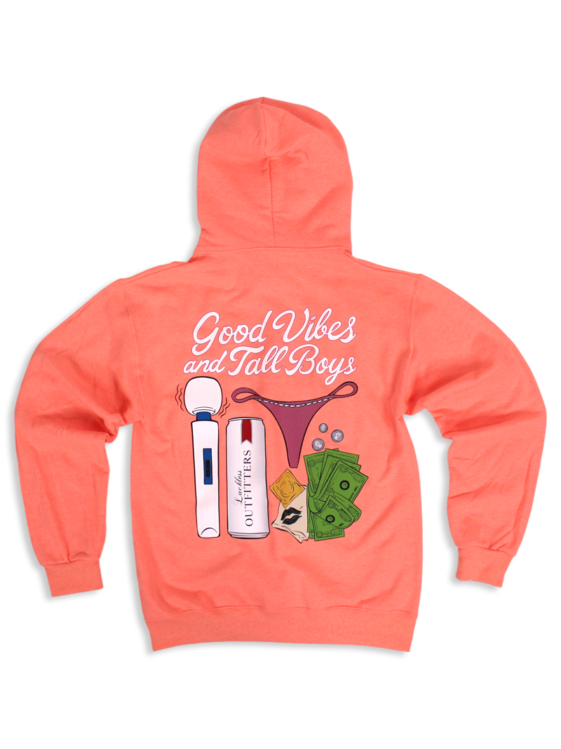 Load image into Gallery viewer, Good Vibes &amp; Tall Boys Hoodie
