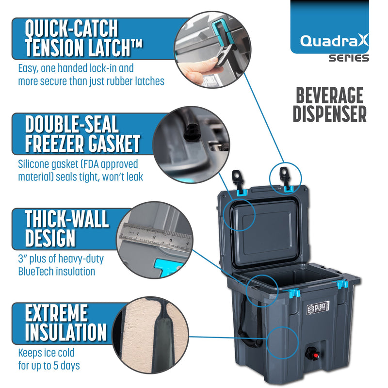 Load image into Gallery viewer, 5 Gallon, 2-in-1 Beverage Dispenser/Cooler - QuadraX Hard Cooler
