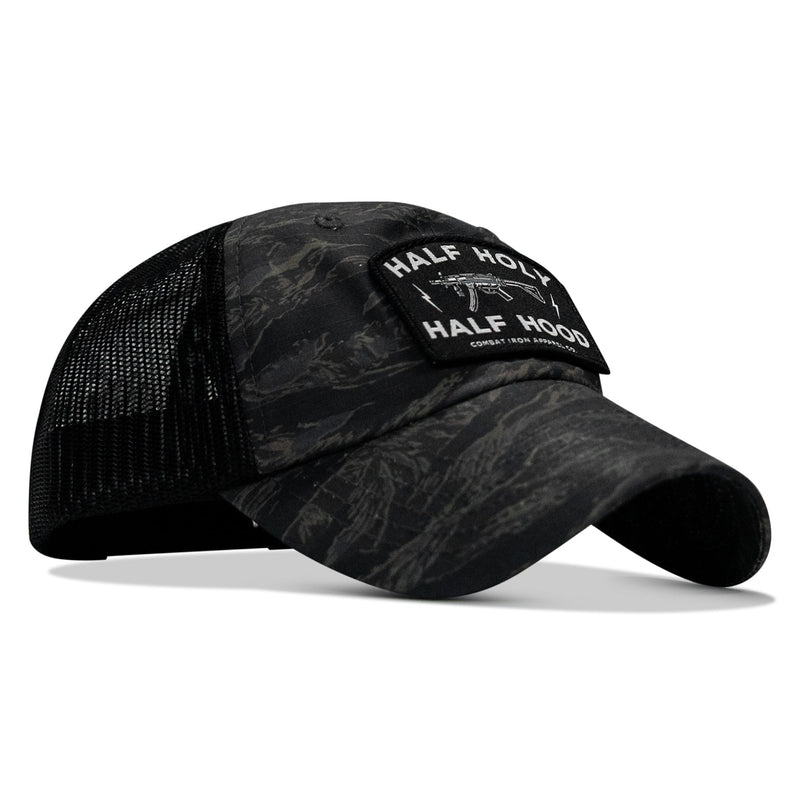 Load image into Gallery viewer, Half Holy. Half Hood Patch. Tactical Ripstop Mesh Snapback Hat
