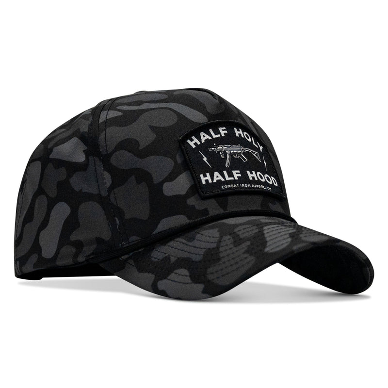 Load image into Gallery viewer, Half Holy. Half Hood. Patch 5 Pannel Rope Snapback
