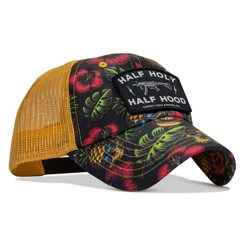 Load image into Gallery viewer, Half Holy. Half Hood Patch. Tactical Ripstop Mesh Snapback Hat
