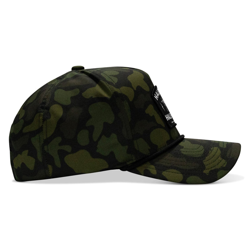 Load image into Gallery viewer, Half Holy. Half Hood. Patch 5 Pannel Rope Snapback
