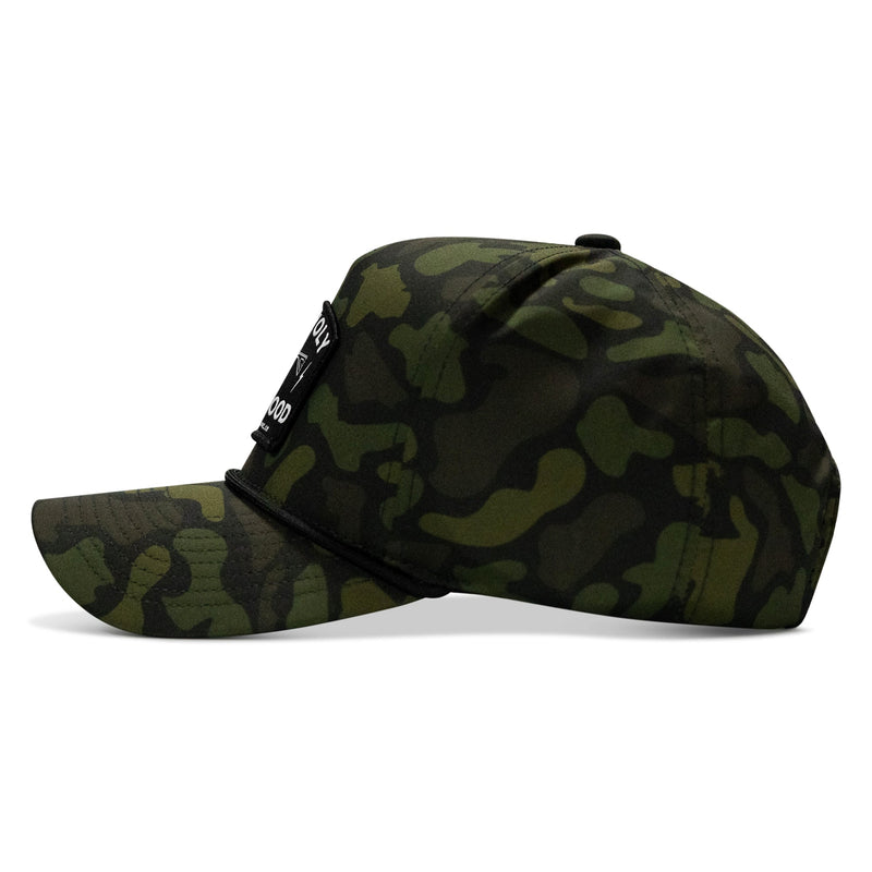 Load image into Gallery viewer, Half Holy. Half Hood. Patch 5 Pannel Rope Snapback
