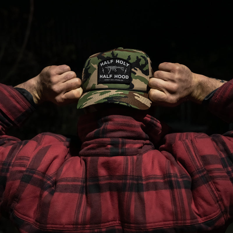 Load image into Gallery viewer, Half Holy. Half Hood. Patch Weekender Snapback
