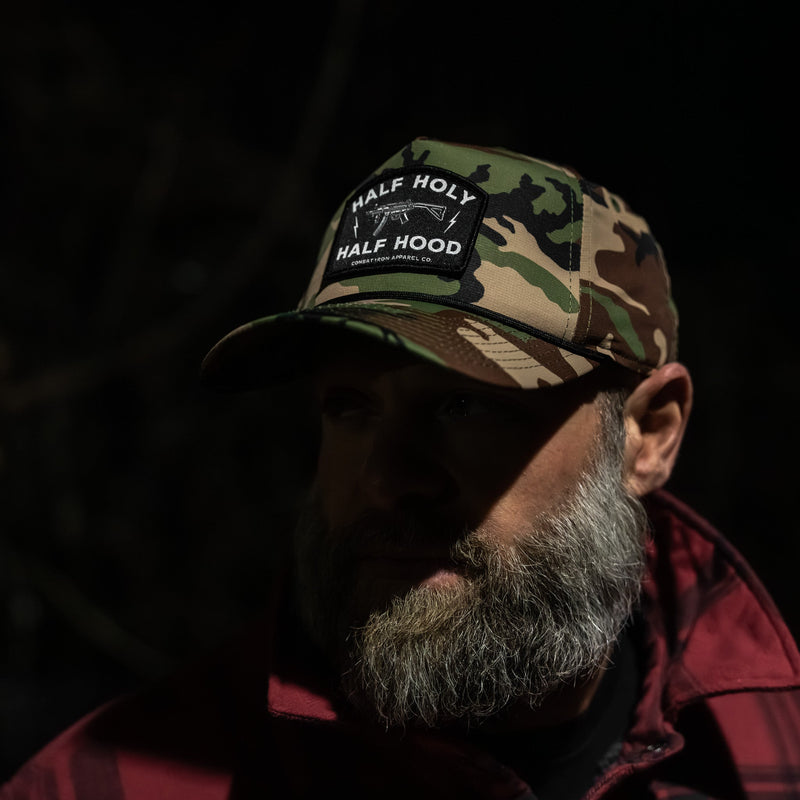 Load image into Gallery viewer, Half Holy. Half Hood. Patch Weekender Snapback
