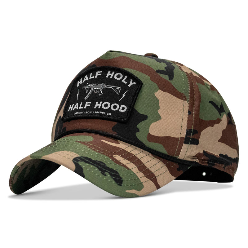 Load image into Gallery viewer, Half Holy. Half Hood. Patch Weekender Snapback
