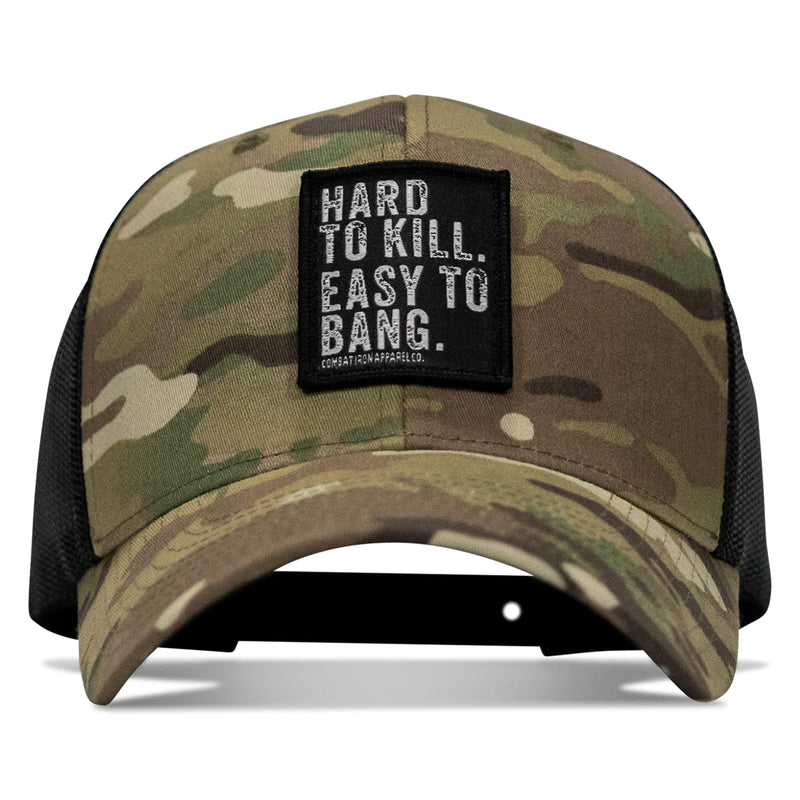 Load image into Gallery viewer, Hard to Kill. Easy to Bang. Patch Snapback Hat
