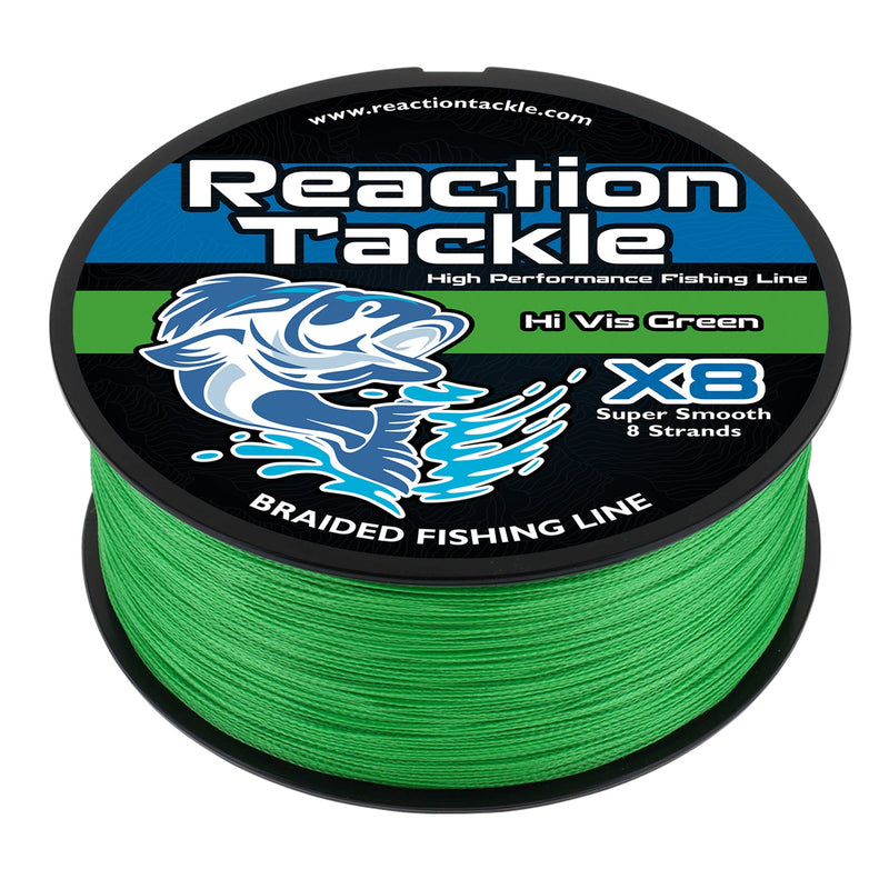 Load image into Gallery viewer, Reaction Tackle X8 Braided Fishing Line - Hi Vis Green 8 Strand
