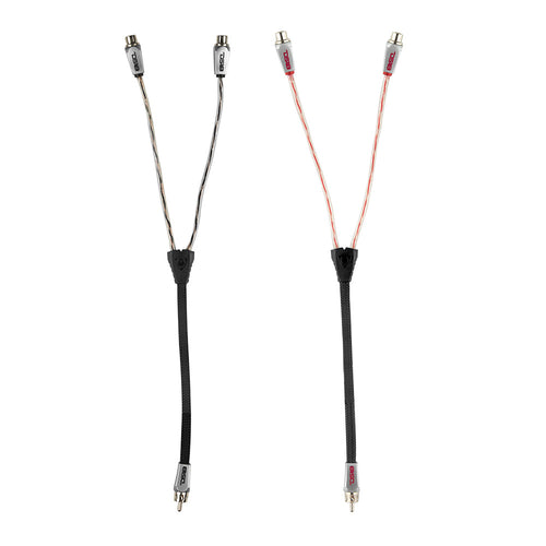 Level 3 RCA 100% Copper OFC Y Connector 2 FEMALE  to 1 MALE -  BLACK / RED Kit