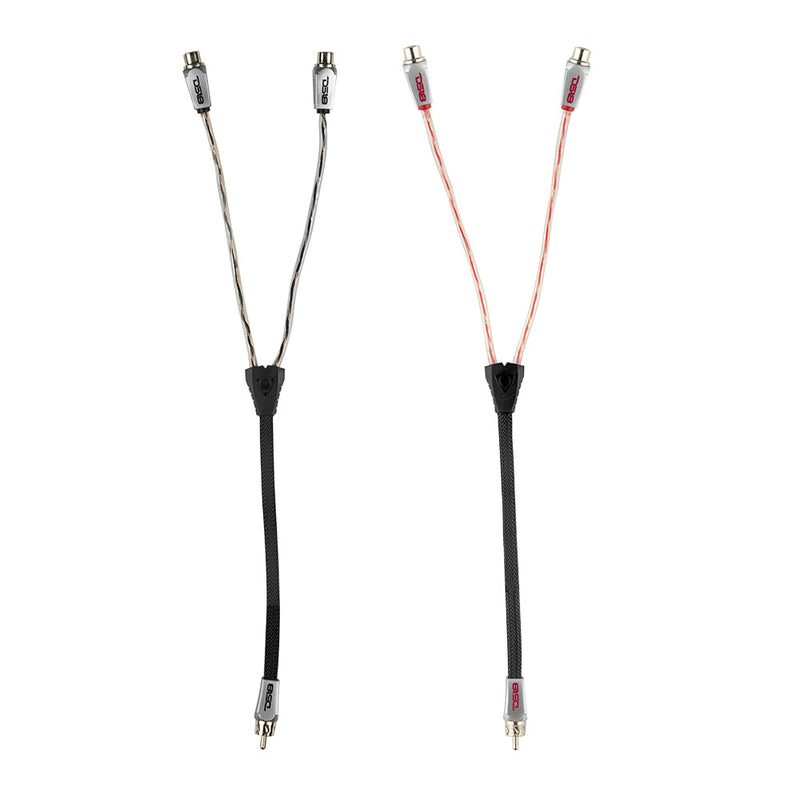 Load image into Gallery viewer, Level 3 RCA 100% Copper OFC Y Connector 2 FEMALE  to 1 MALE -  BLACK / RED Kit
