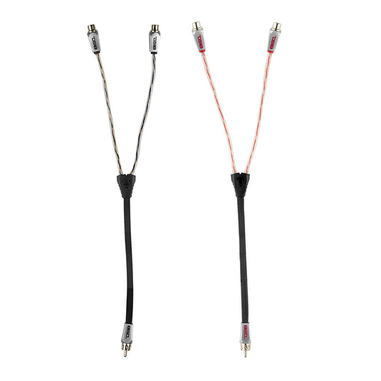Level 3 RCA 100% Copper OFC Y Connector 2 FEMALE  to 1 MALE -  BLACK / RED Kit