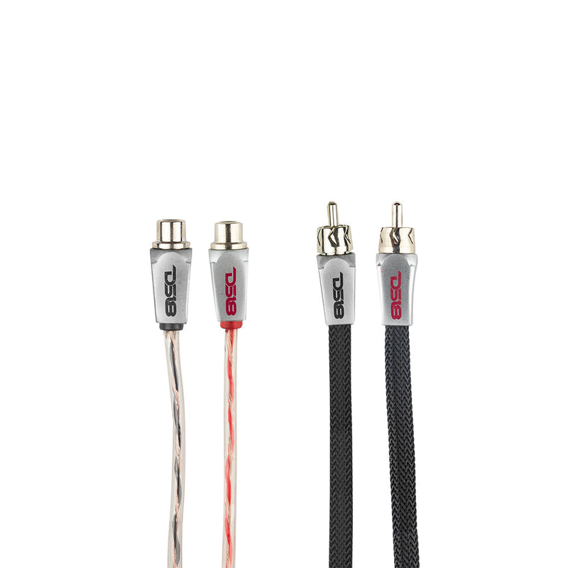 Load image into Gallery viewer, Level 3 RCA 100% Copper OFC Y Connector 2 FEMALE  to 1 MALE -  BLACK / RED Kit
