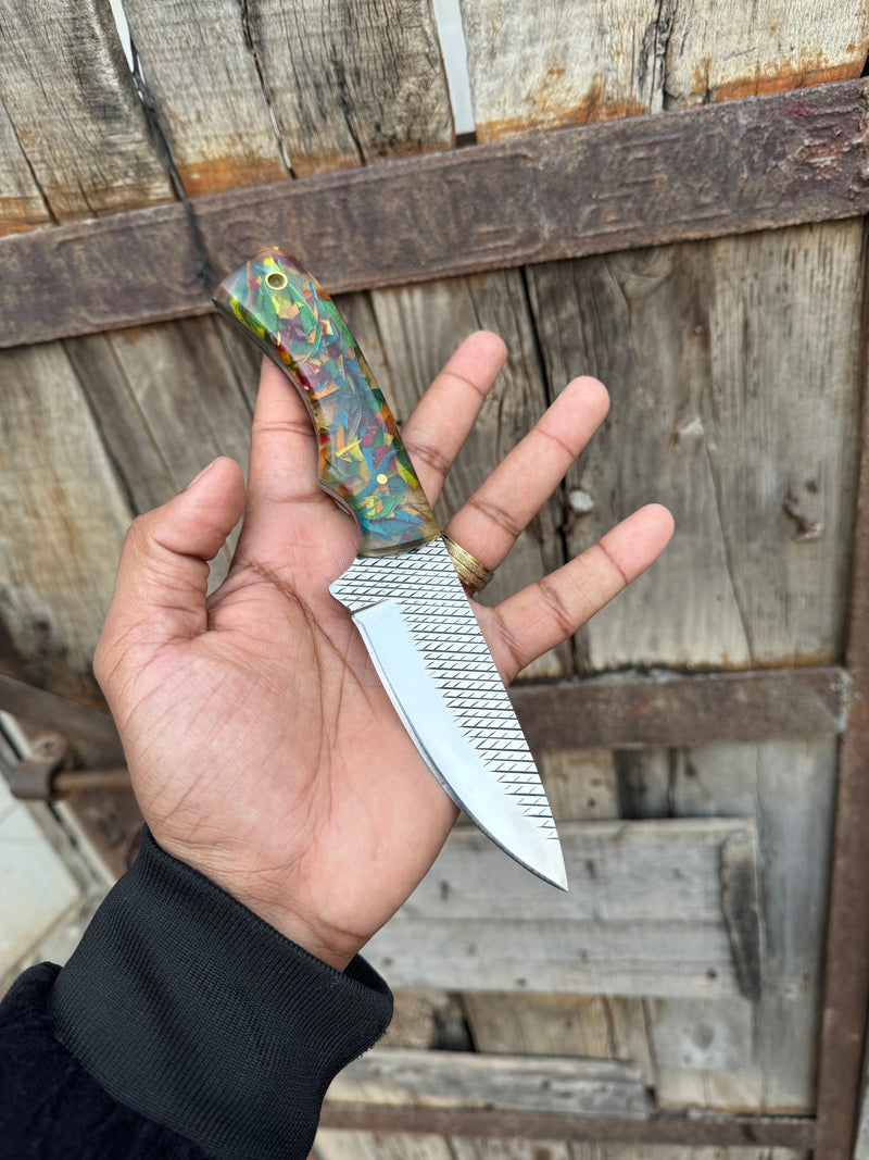Load image into Gallery viewer, Custom Handmade Fixed Blade Cowboy Knife with Rasp Tool Steel Blade – Durable Outdoor Essential
