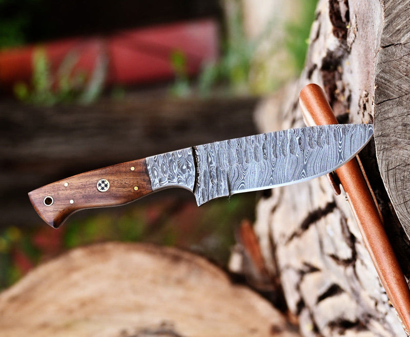 Load image into Gallery viewer, Custom Handmade 5-Inch Damascus Skinning Knife with Rosewood Handle
