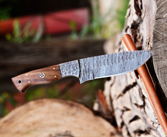 Custom Handmade 5-Inch Damascus Skinning Knife with Rosewood Handle