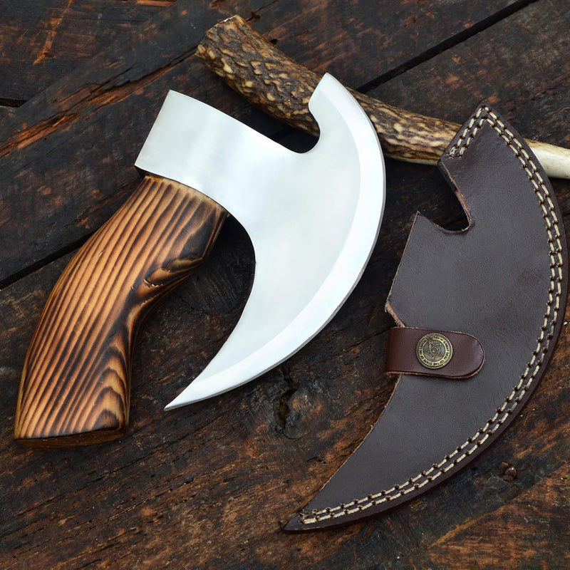 Load image into Gallery viewer, Forged Pizza Cutter – Custom Handmade J2 Steel Blade with Wood Handle
