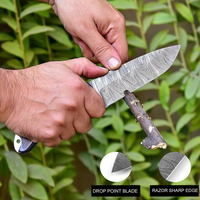 Load image into Gallery viewer, Custom Handmade 9&quot; Damascus Steel Hunting Knife with G10 Handle &amp; Leather Sheath
