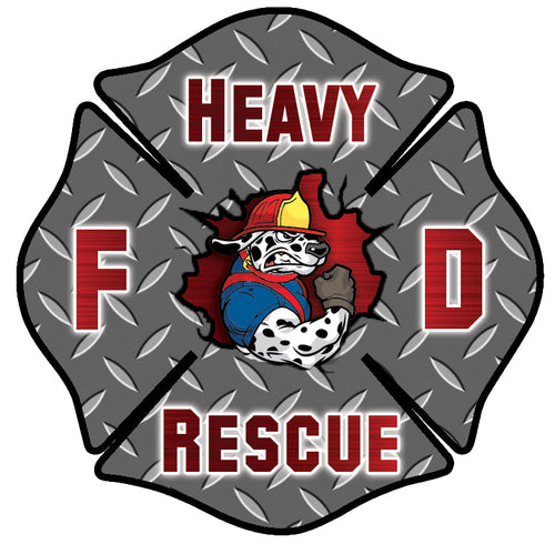 RED HEAVY RESCUE FIREFIGHTER WINDOW DECAL