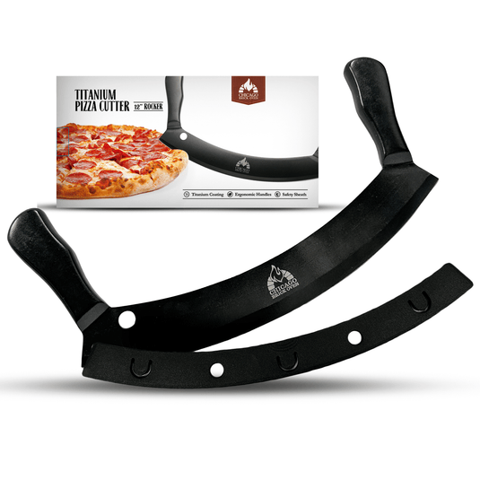 12-Inch Heavy-Duty Pizza Cutter Rocker Blade – Stainless Steel Mezzaluna Knife with Titanium Coating – Professional Pizza Cutter w/ Protective Cover