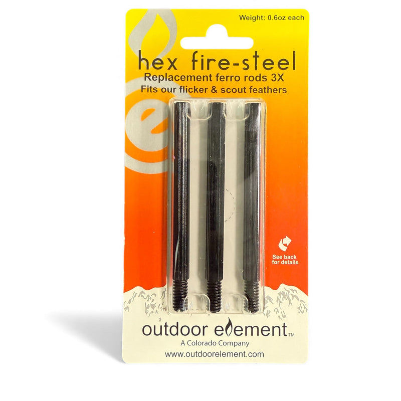Load image into Gallery viewer, Hex Fire-Steel Replacement 3pk Ferro Rods for Scout, Flicker &amp; Slicer Feather Knives
