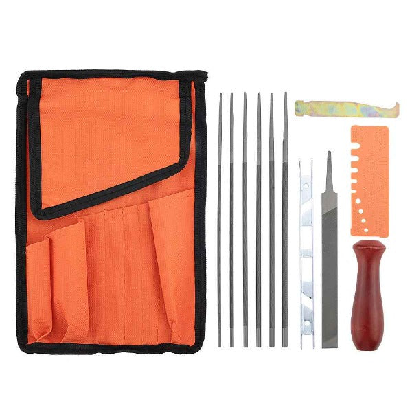 Load image into Gallery viewer, 12-Pack Chainsaw Sharpening Kit W 5/32 3/16 7/32 1/8 11/64 13/64 inch Round Files Depth &amp; Quick Check Gauge File Guide 6 Inch Flat File for Stihl
