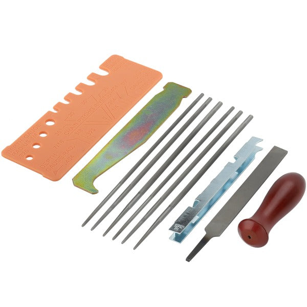 Load image into Gallery viewer, 12-Pack Chainsaw Sharpening Kit W 5/32 3/16 7/32 1/8 11/64 13/64 inch Round Files Depth &amp; Quick Check Gauge File Guide 6 Inch Flat File for Stihl
