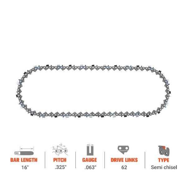 Load image into Gallery viewer, 16 Inch Ripping Chain .325 .063 62 DL For Stihl MS250 MS250C MS251C-BE MS251C Chainsaw # 26 RM3-62 3639 005 0062
