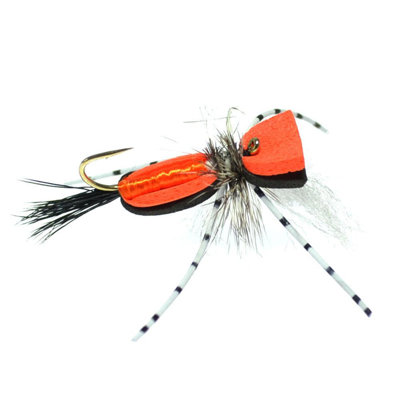Load image into Gallery viewer, Hippie Stomper Black Orange Foam Body Grasshopper Dry Fly - 4 Flies Size 14
