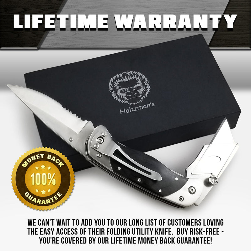 Load image into Gallery viewer, Premium Utility Knife, Folding Pocket Knife Combo, Box Cutter, Heavy Duty Dual Blades W/Belt Clip Gift Set for Dad Carpenter or Construction Worker
