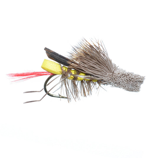 4 Pack Daves Hopper Yellow Foam Body Grasshopper Fly - Hook Size 12