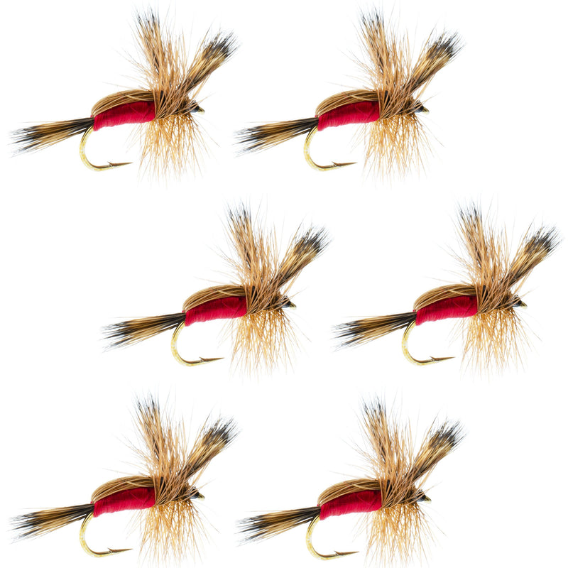 Load image into Gallery viewer, Red Humpy Classic Hair Wing Dry Fly - 6 Flies Hook Size 10

